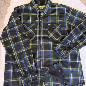 Nixon Black Plaid Button-Up Shirt with Blue & Lime Accents